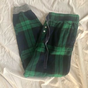 Aerie Flannel Pajama Jogger Pants Sleepwear Plaid Green Navy Blue Gray